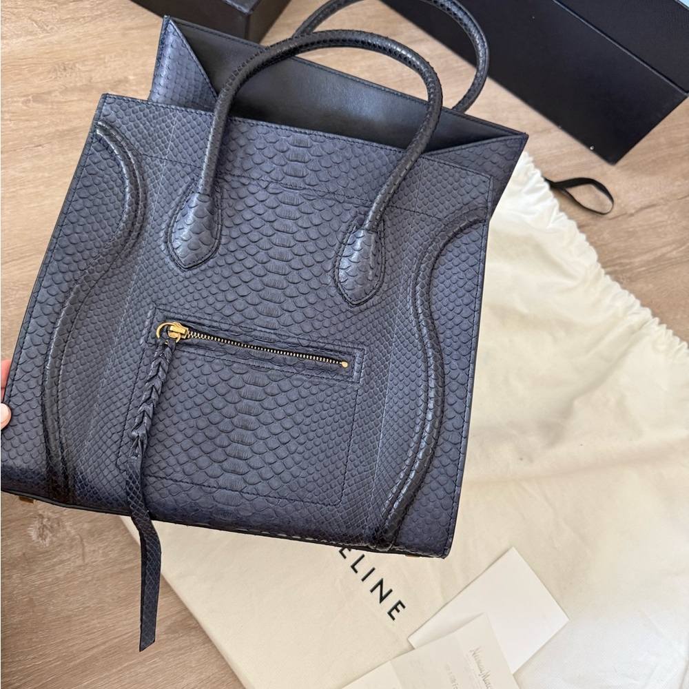 Celine Luggage Bag Python Dark Blue